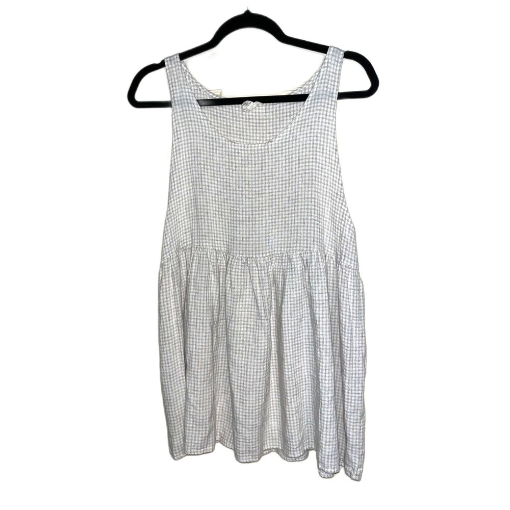 Urban Outfitters Beige Gingham Tunic Shirt Mini Dress